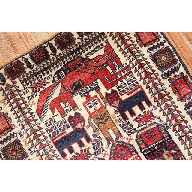 Mid 20th Century Vintage Persian Pictorial Balouch Rug - 2'11" x 5'10" For Sale - Image 5 of 18