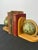 Pair of MCM Wood Bookends. 1960s Vintage Old World Rotating Globe Map Made in Italy For Sale - Image 4 of 7