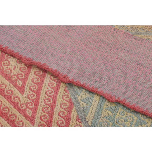Textile Vintage Frazada Kilim in Diamond & Striped Geometric Pattern - Rug & Kilim For Sale - Image 7 of 7