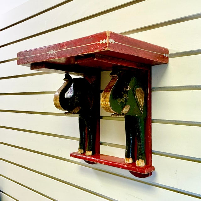 1920s Antique Chinoiserie Boho Chic Elephant Wall Mounted Shelf. For Sale - Image 15 of 17