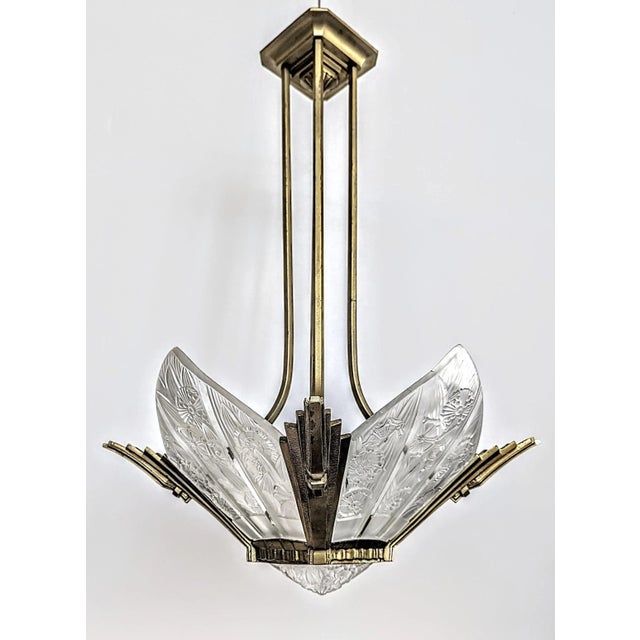 Hettier & Vincent French Art Deco Chandelier Signed by Hettier Vincent For Sale - Image 4 of 8