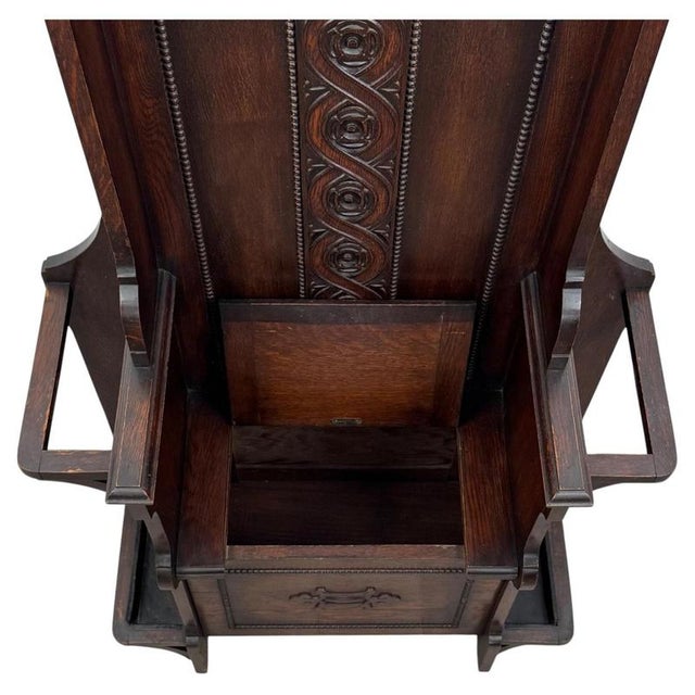 Antique Early 20th Century English Oak Entrance Hall Stand For Sale - Image 4 of 11