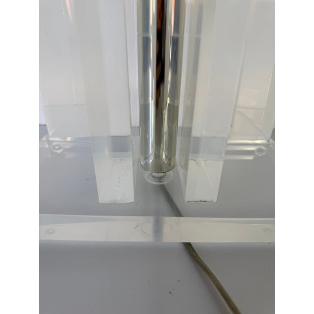 70's Karl Springer - Style Architectural Lucite Table Lamp For Sale - Image 17 of 18