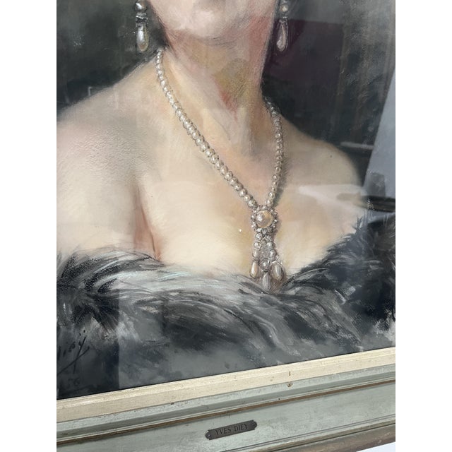 Yves Diey, Woman with Bare Shoulders, Bust Portrait, 1920s, Watercolor For Sale - Image 10 of 16