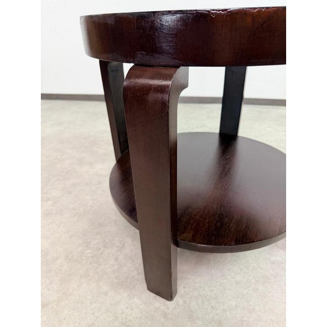 Art Deco Round Bentwood Side Table with Shelf by Thonet Mundus, 1930s For Sale - Image 9 of 12