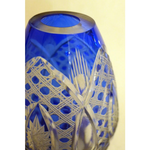 Blue Small Vintage Vase in Cut Bohemian Crystal with Cobalt Blue, 1960s For Sale - Image 8 of 13
