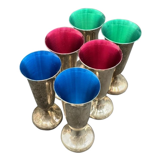Mid 20th Century Gorhan Sterling Silver 951 Cordial Shot Glasses 124 Grams - Set of 6 For Sale