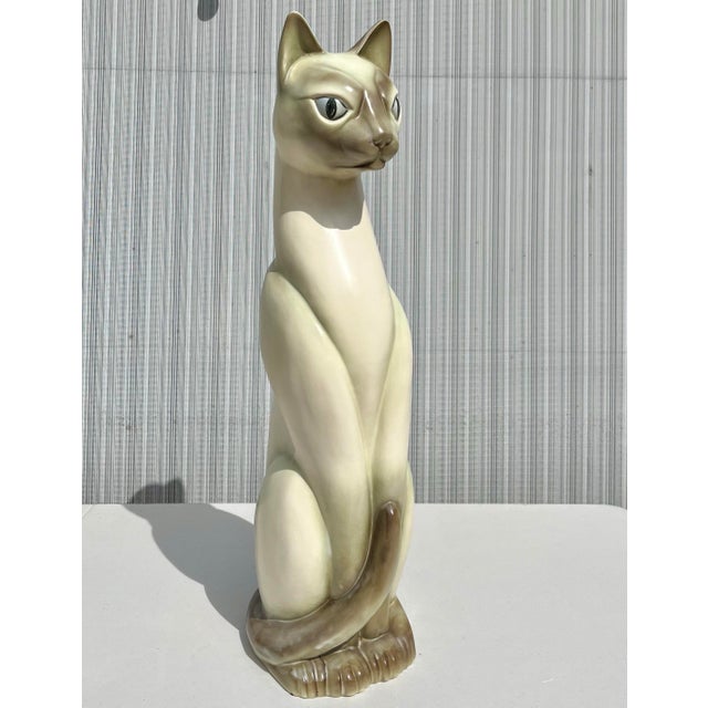 1980s Large Retro Siamese Cat Ceramic Sculpture For Sale - Image 5 of 7