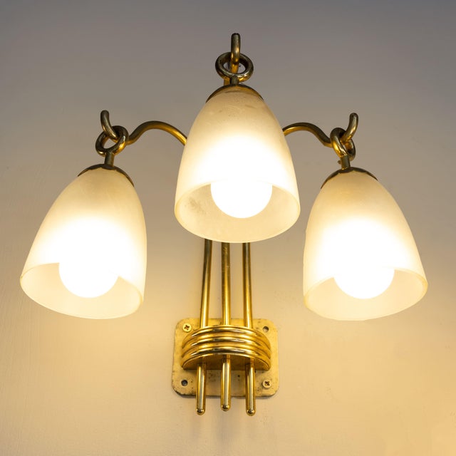 1960s Brass Wall Light with Glass Elements, 1960s, Set of 2 For Sale - Image 5 of 11