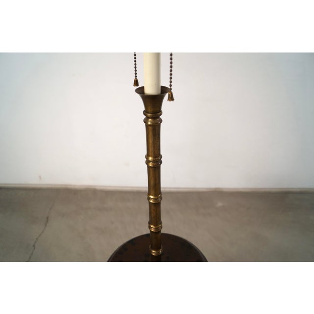 Metal Antique Faux Bamboo in Brass & Leather Floor Lamp For Sale - Image 7 of 12