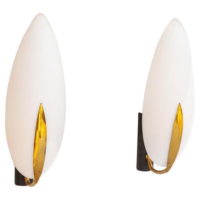 Gold Wall Lights attributed to Max Ingrand, 1950s, Set of 2 For Sale - Image 8 of 8