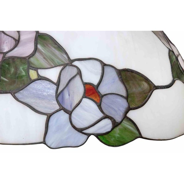 Handcrafted Floral Stained Glass Pendant Lamp in the style of Tiffany, 1970s For Sale - Image 4 of 8