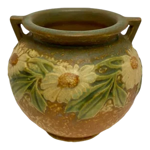 Antique Roseville Dahlrose Bowl Brown Green Yellow in Color 1920’s