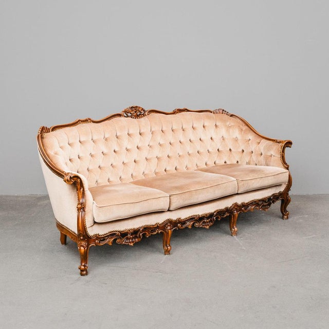 Wood Baroque Style Sofa in Solid Wood, 20th Century For Sale - Image 7 of 18