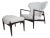 Mid 20th Century Restored Ib Kofod Larsen Highback Lounge Chair and Ottoman in New Fabric For Sale