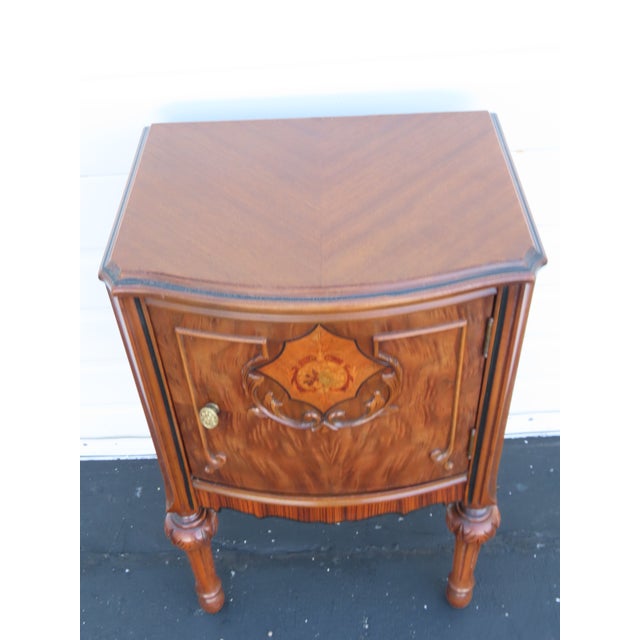Early 20th Century Jacobean Early 1900s Inlay Tall Nightstand End Side Table 6609 For Sale - Image 5 of 13