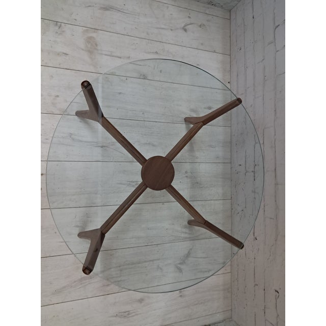 Mid-Century Round Coffee Table Teak with Glass Top from Lebus, 1960s For Sale - Image 11 of 18