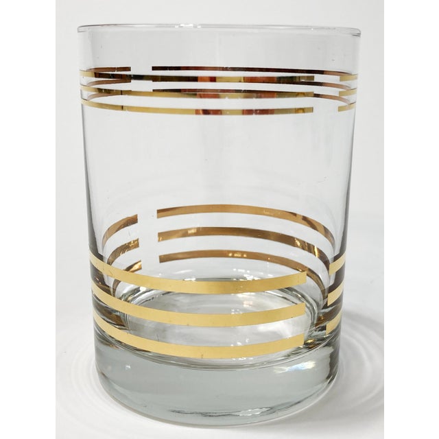 Mid 20th Century Vintage Mid Century Modern Style Gold Banded Lowball Glasses, Set of 4 For Sale - Image 5 of 9