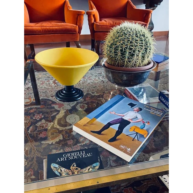 Postmodern Yellow Conic Vase Italy 1980s Ceramic 27 cm diam x 20 cm H Conditions: excellent, barely visible small chip.