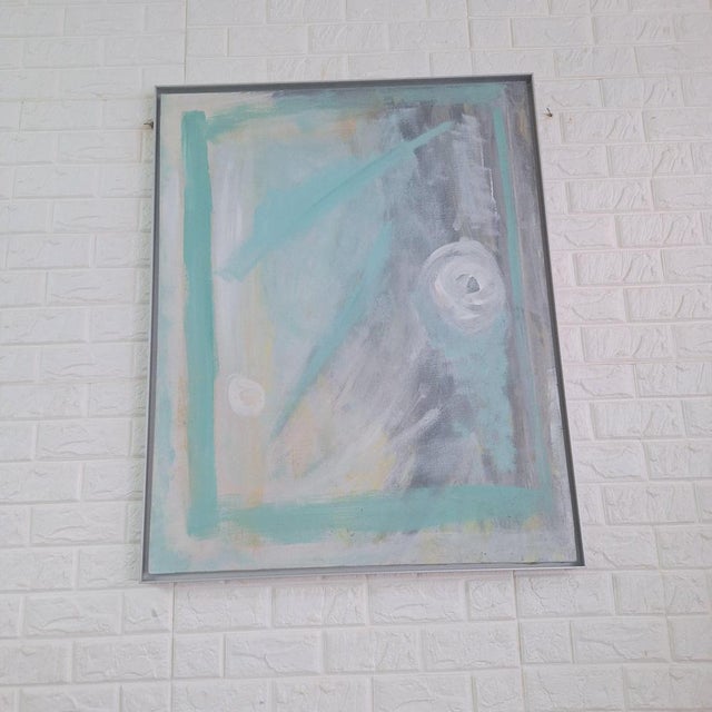 Spanish Postmodern School Artist, Pastel Abstract Composition, Oil Painting, 1990s For Sale - Image 4 of 16