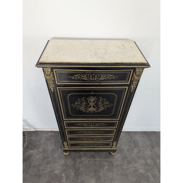 Napoleon III Lady's Writing Desk in Blackened Lacquered Wood For Sale - Image 5 of 13