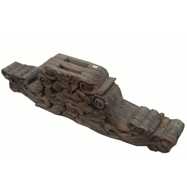 Late 19th Century Antique Chinese Hand Carved Wood Architectural Ornament For Sale - Image 5 of 13