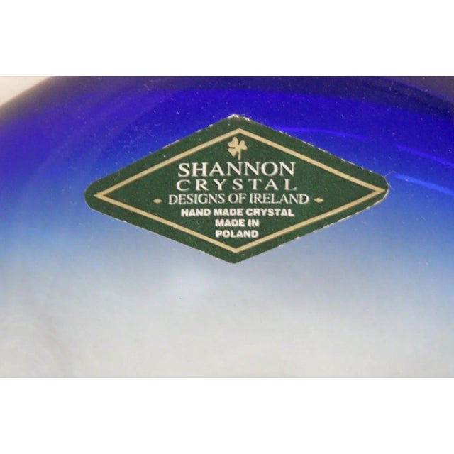 Shannon Crystal Designs of Ireland Clear With Blue Ruffled Rim Bowl Poland For Sale - Image 12 of 13