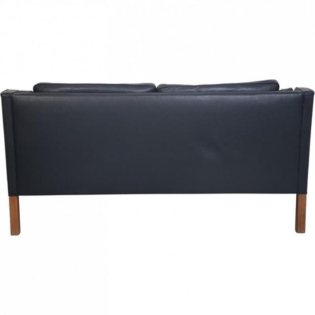 Vintage 2212 Two-Seater Sofa in Black Leather by Børge Mogensen, 1980s For Sale - Image 15 of 18
