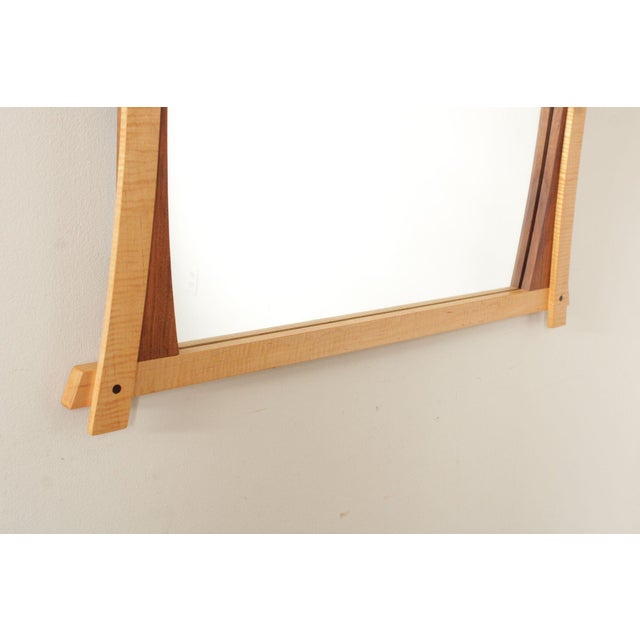Studio Crafted Maple and Walnut Wall Mirror For Sale - Image 4 of 12