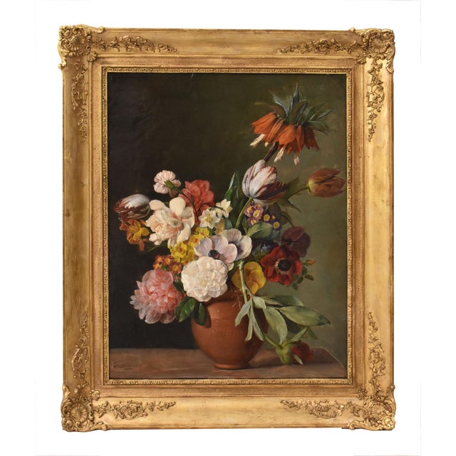 Peonies and Roses, Oil on Canvas, 19th Century, Framed For Sale - Image 14 of 14