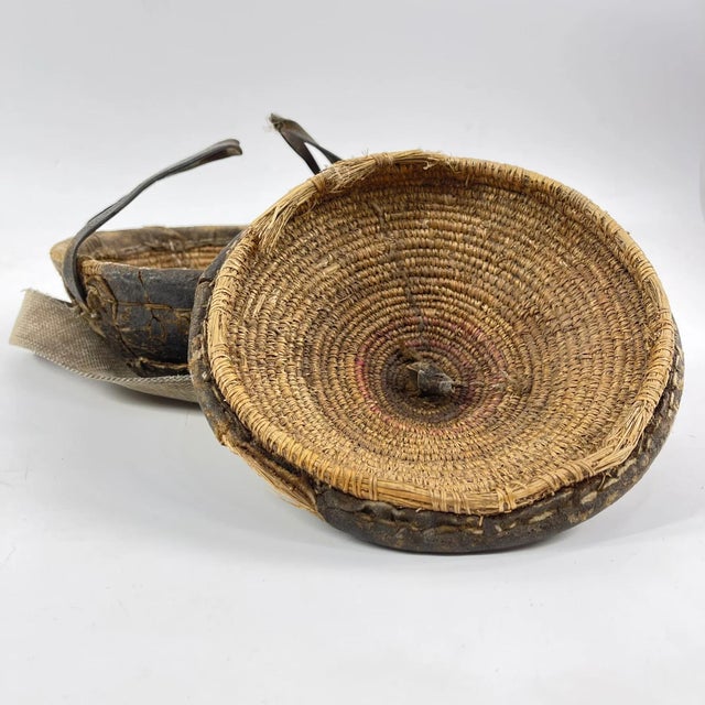 African Early 20th Century Mesob Lidded Leather Wrapped Lunch Basket Ethiopia For Sale - Image 3 of 10