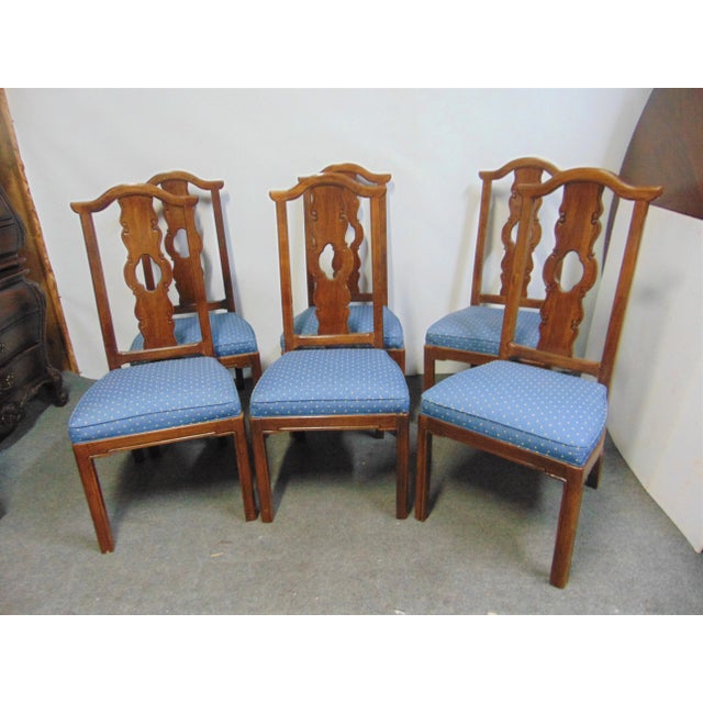 Wood Asian Style Fruitwood Carved Dining Chairs - Set of 6 For Sale - Image 7 of 7