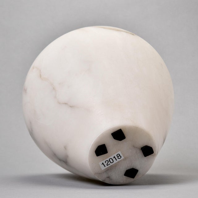 Medium White Alabaster Pot Vase With Gray Streaks For Sale - Image 9 of 10