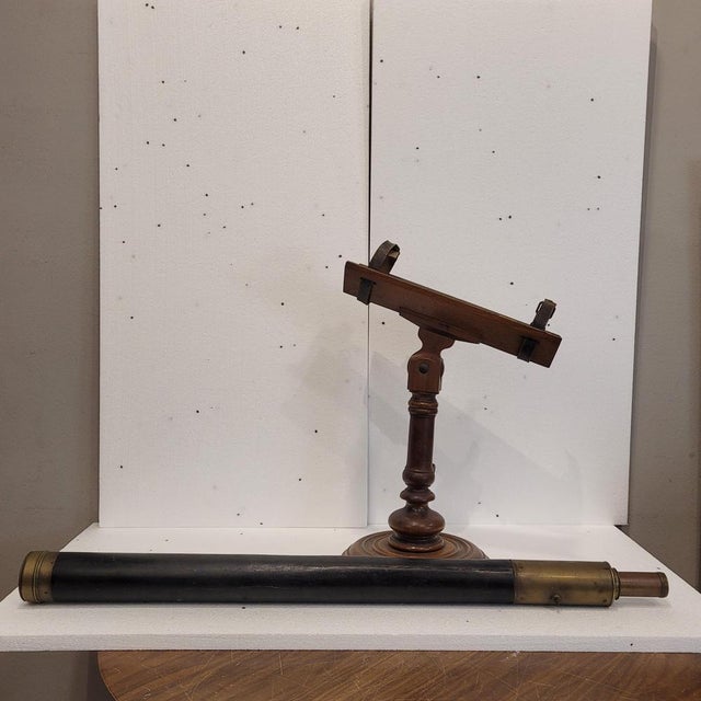 Tabletop Refracting Telescope in Wood and Leather, France, 1930s For Sale - Image 6 of 18