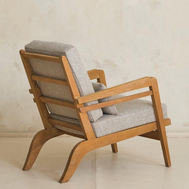 Greige French Lounge Chair + Pillow in the Manner of René Gabriel, 1940s - 2 Available For Sale - Image 8 of 11