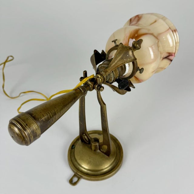 Art Nouveau Rocking Table or Wall Lamp in Marble Glass and Brass, 1890s For Sale - Image 6 of 7
