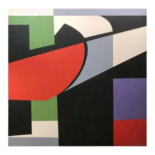 5'3 X 5'3 Hard Edge Painting Signed F. Hartman For Sale