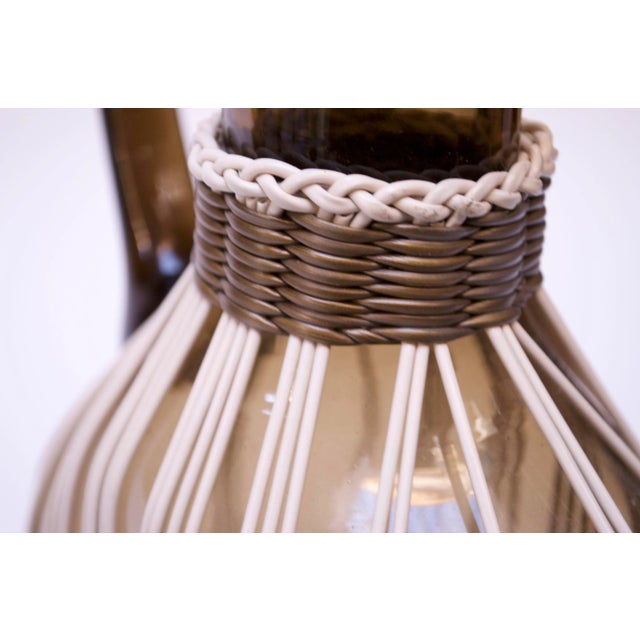 Large Italian Modern Blown Glass Pitcher With Woven Rubber bing