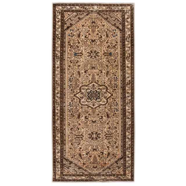 Brown 1960s Vintage Persian Distressed Brown Handmade All-Over Wool Runner For Sale - Image 8 of 8