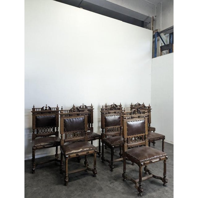 Renaissance Chairs in Solid Walnut, Set of 8 For Sale - Image 5 of 15