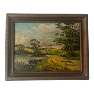 20th Century European School Oil on Board by r.h. Crachler Depicting Bucolic Landscape Signed Framed