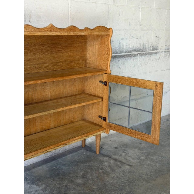 Brown Jk Møbler ApS Scalloped Two-Door Oak and Glass Bookcase Danish Mid-Century Modern 1970s For Sale - Image 8 of 12