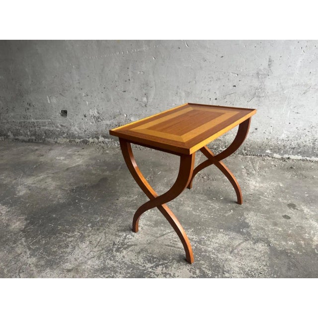 X-Shaped Leg Side Table For Sale - Image 4 of 13