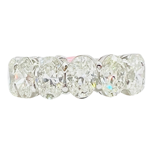 Gia .70 Carat Each Oval Diamond Eternity Band in 18k White Gold, Size 6