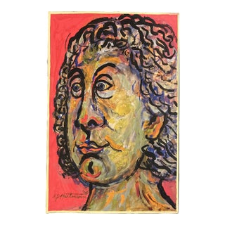 Contemporary Original E.J.Hartmann Abstract Portrait Painting Signed For Sale