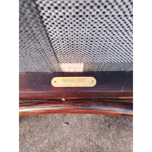 Vintage McGuire Rattan Lounge Chair and Ottoman With New Upholstery For Sale - Image 11 of 11