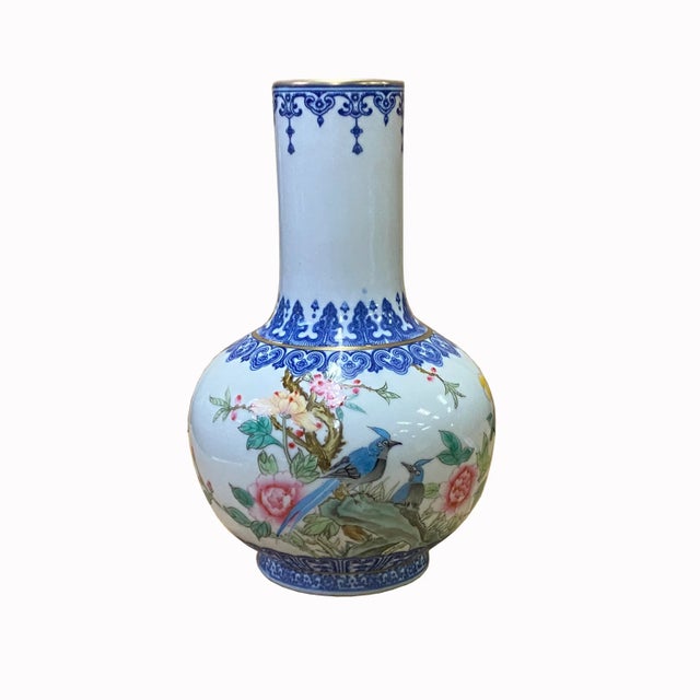 Chinese Off White Porcelain Birds Graphic Scenery Vase For Sale In San Francisco - Image 6 of 6