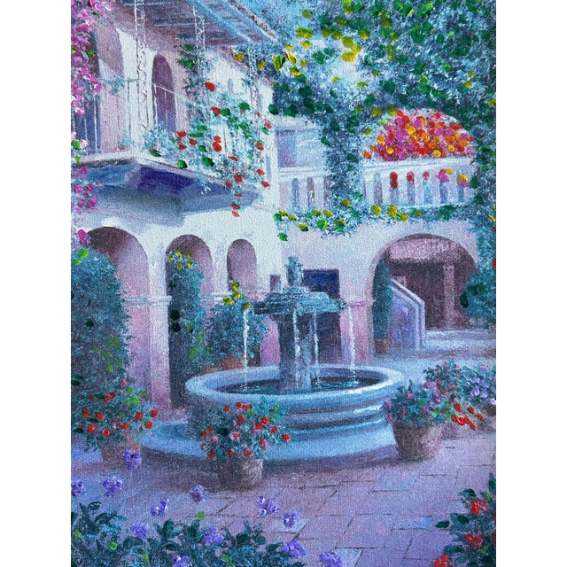 Realism Vintage Fountain Landscape Portrait For Sale - Image 3 of 4