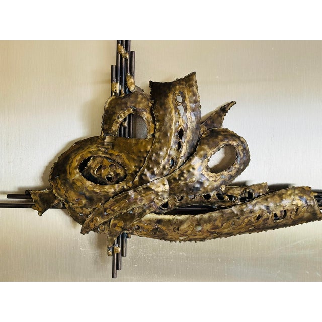 1970s Vintage 1970s Brutalist Metal Wall Hanging For Sale - Image 5 of 9