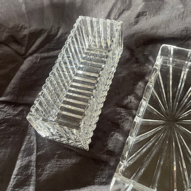 1950s Ribbed Glass Butter Dish Box For Sale - Image 5 of 9